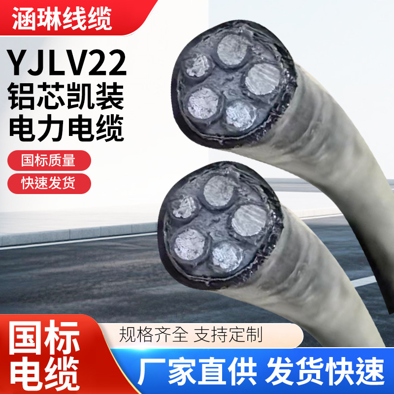 YJLV22铝芯铠装电缆线低压传输稳定电缆2/3/4/5芯架空埋线电缆