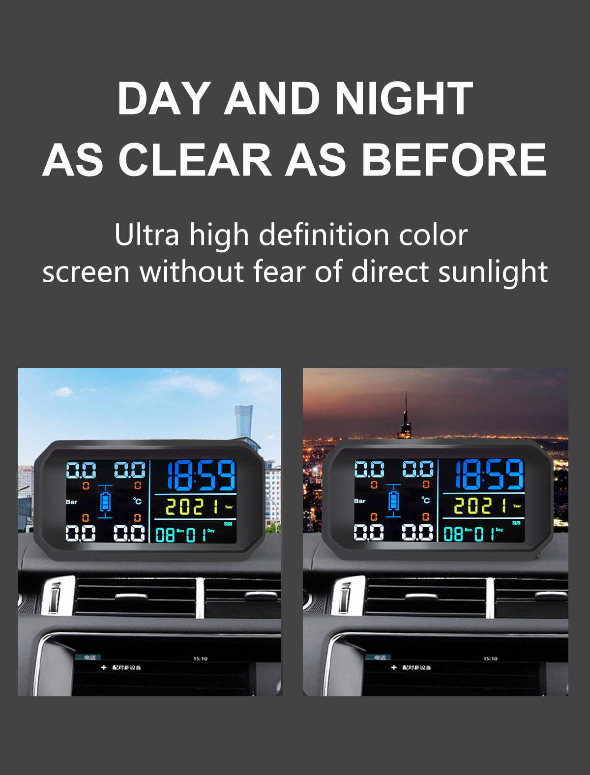 Car Solar Wireless Tire Pressure Monitor Tpms System External Car Perpetual Calendar Tire Pressure Detection
