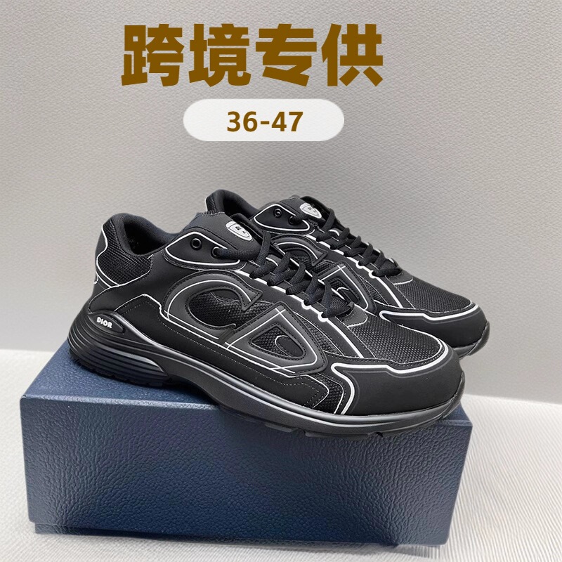 欧洲站跨境专供新款CD百搭休闲鞋增高小白鞋系带情侣跑鞋字母B30|undefined
