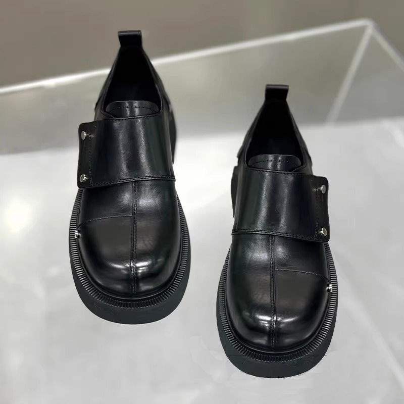 Chaussures décontractées ShoeVault British Commuter à enfiler, style derby à semelle épaisse en cuir, pour homme, rehaussant la silhouette._voghion.com