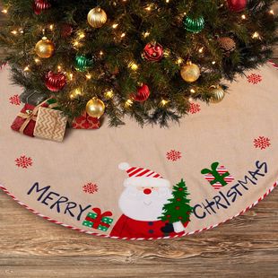 Cross-border Christmas Tree Apron Embroidered Tree Skirt Christmas Tree Skirt Apron American Christmas Tree Decorations