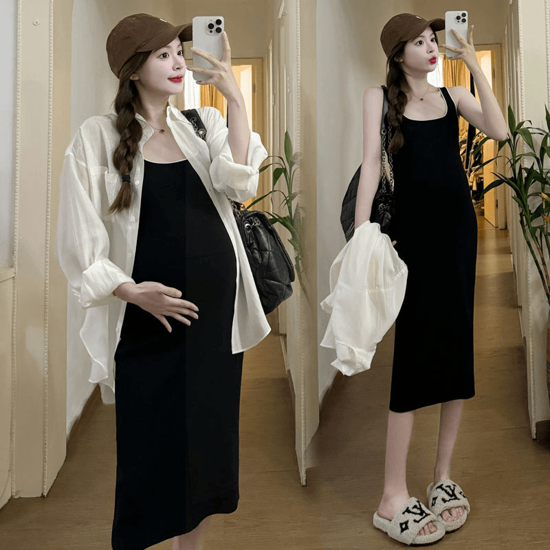 2026 New Maternity Tank Top Dress Summer Shirt Top Paired with Mid-Length Dress Summer Fashion Thin Style Outfit 2026 New Maternity Tank Top Dress Summer Shirt Top Paired with Mid-Length Dress Summer Fashion Thin Style Outfit