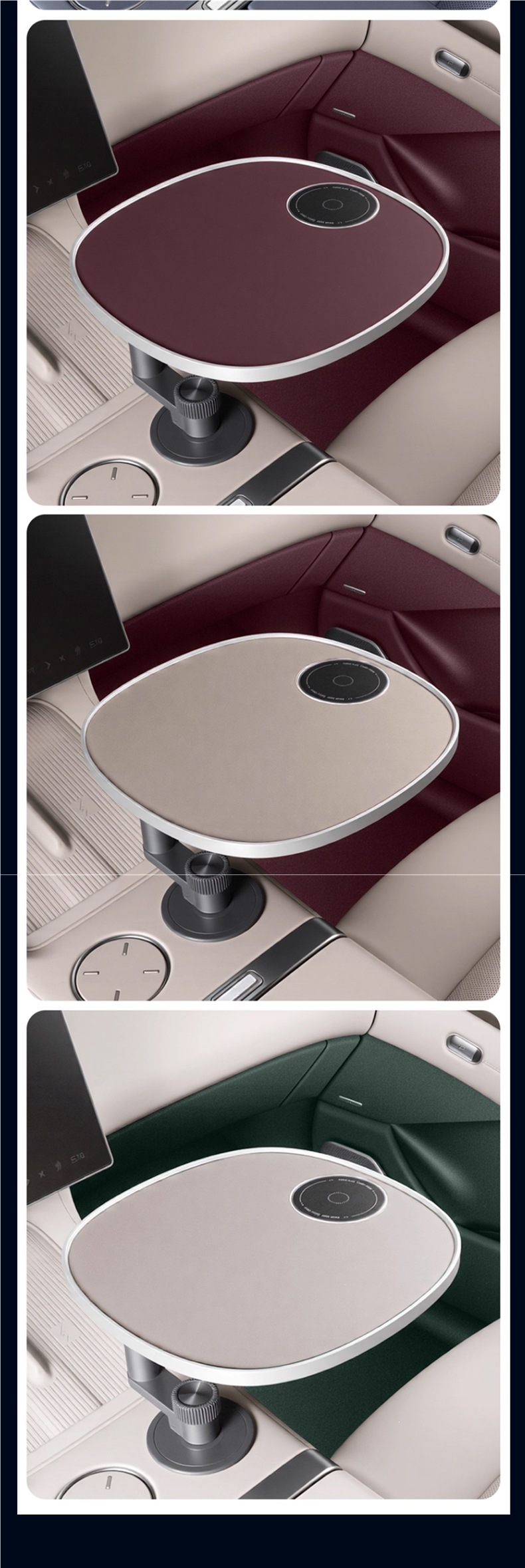 Car-mounted small table, floating round dining table for front and back seats, rotating tea table with cup holder for the driver and passenger