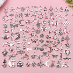 100種類のチベット銀/古金/古青ランダム動物太陽十字架混金合金ストラップdiyアクセサリー部品