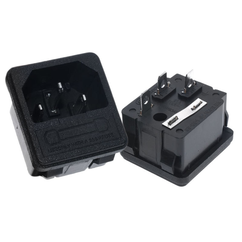 SS-8B-1 C14卡位式带保险 IEC320电源接线插头 二合一卡扣式插头
