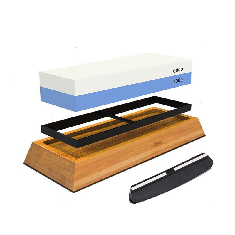 1000/6000 blue and white + silicone pad + bamboo base + knife holder