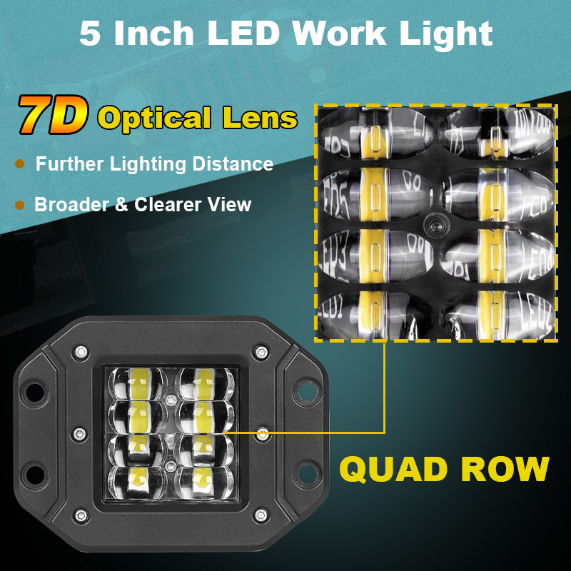 Auto LED Spotlight 24W 6D cuadrado de alto brillo LED lámpara auxiliar barra delantera lámpara de trabajo al aire libre modificación fuera de carretera