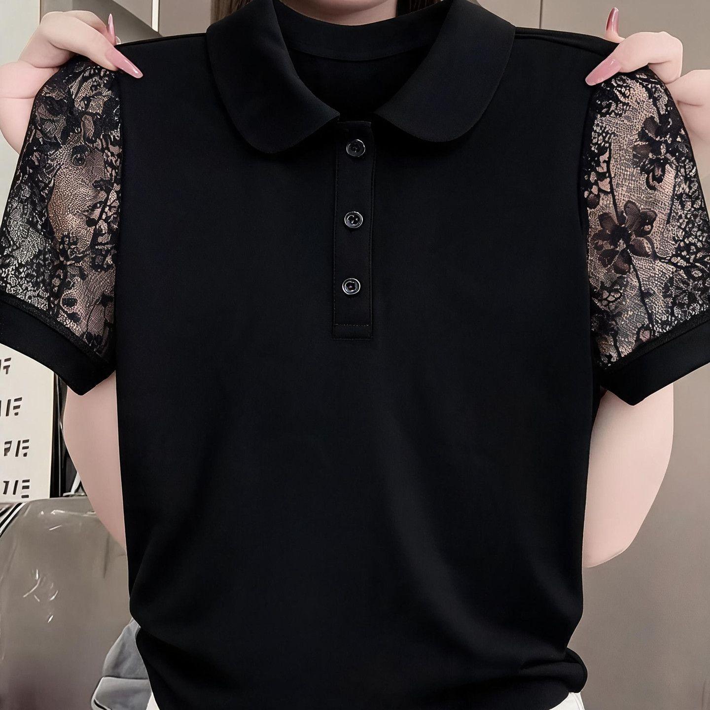 2026 Summer New Women's Short-Sleeved Stylish Mother's Top with a Turn-Down Collar