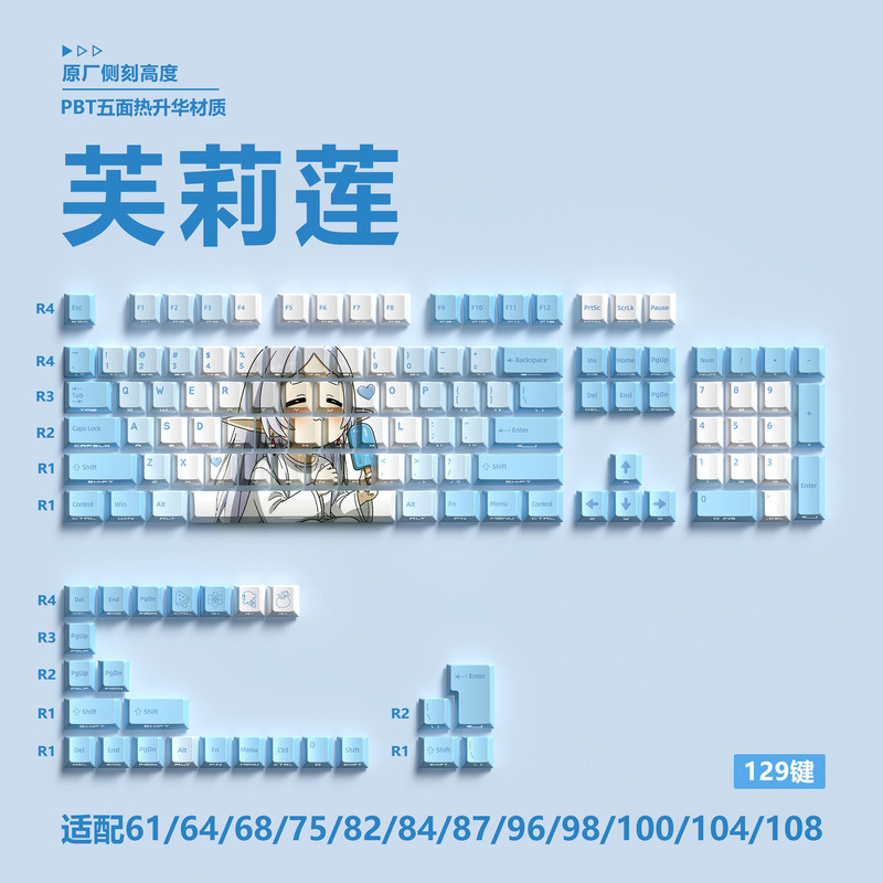 Mystery Cross-Border ホットセール 129 キーオリジナルサイド刻印半透明キーキャップ 5 面昇華 PBT パーソナライズされたメカニカルキーボード|undefined