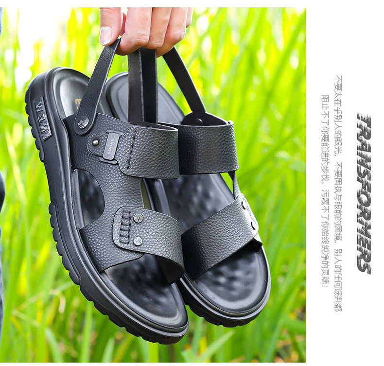 Dép sandal nam da bò lớp đầu hở ngón thoáng khí chống trượt đi biển và dạo phố — C6253 Màu nâu, C6253 Màu đen chi tiết 8