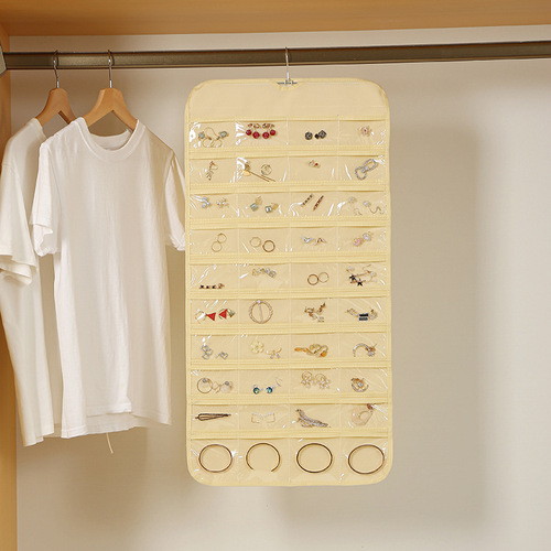 80-grid storage bag, jewelry storage hanging bag, non-woven double-sided necklace jewelry storage bag, dust-proof storage box