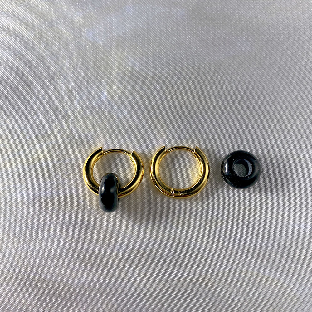 Daily Occasion 302 Stainless Steel, natural stone Material PVD Coated 18K Gold Plated Round 302 Stainless Steel Natural Stone Elegant Waterproof Non Tarnish Earrings