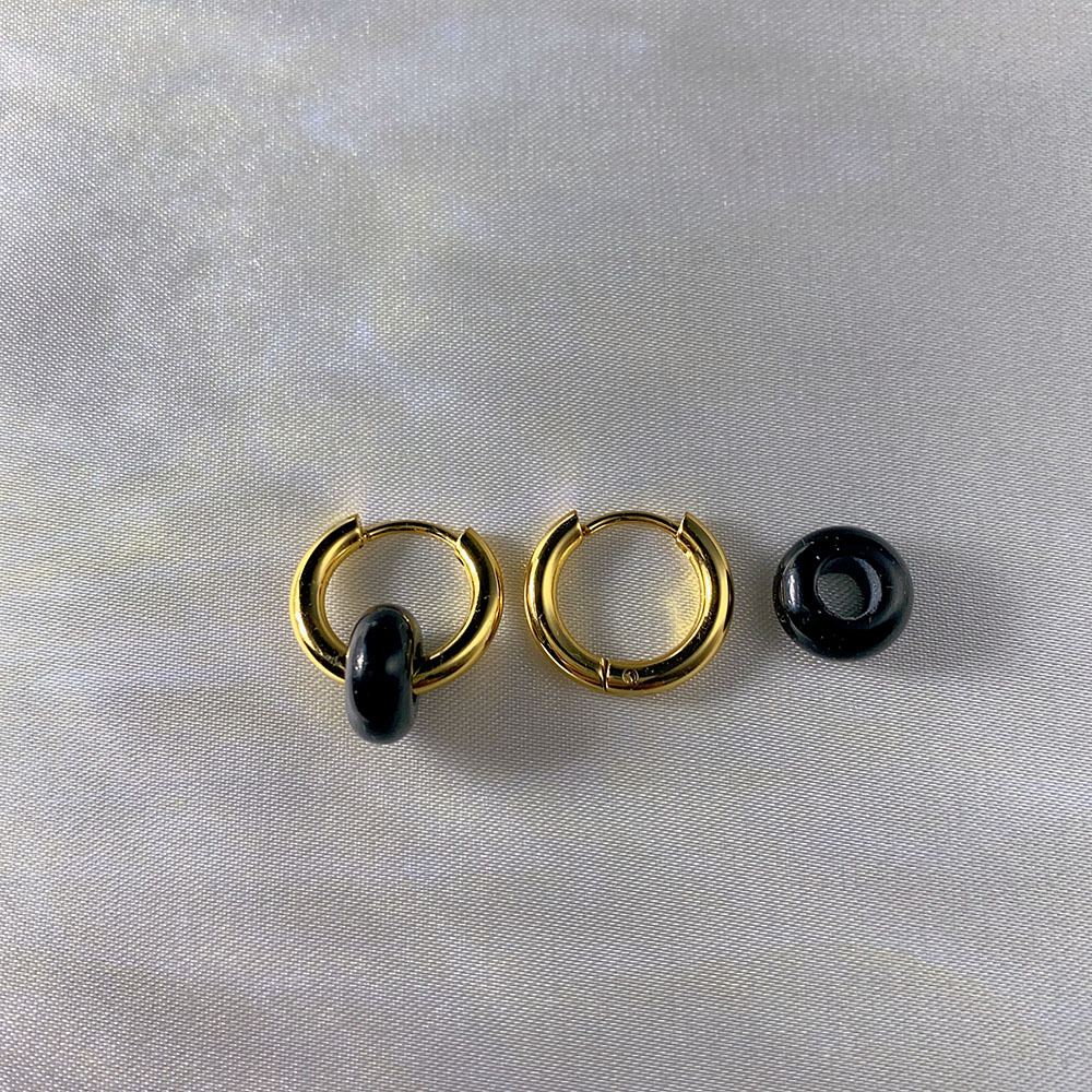 1 Paire Élégant Rond Placage Acier Inoxydable La Pierre Naturelle Plaqué Or 18k Des Boucles D'oreilles display picture 4