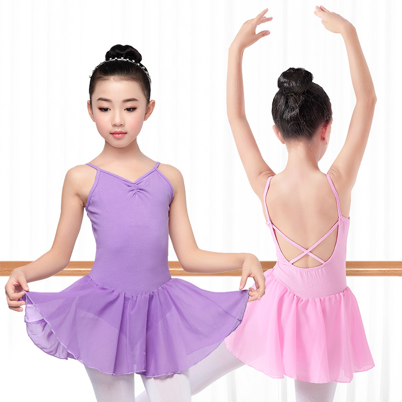 Ropa de baile para niños ropa práctica Sling Cruz princesa falda de gasa falda de ballet entrepierna abierta vestido ropa de cuerpo