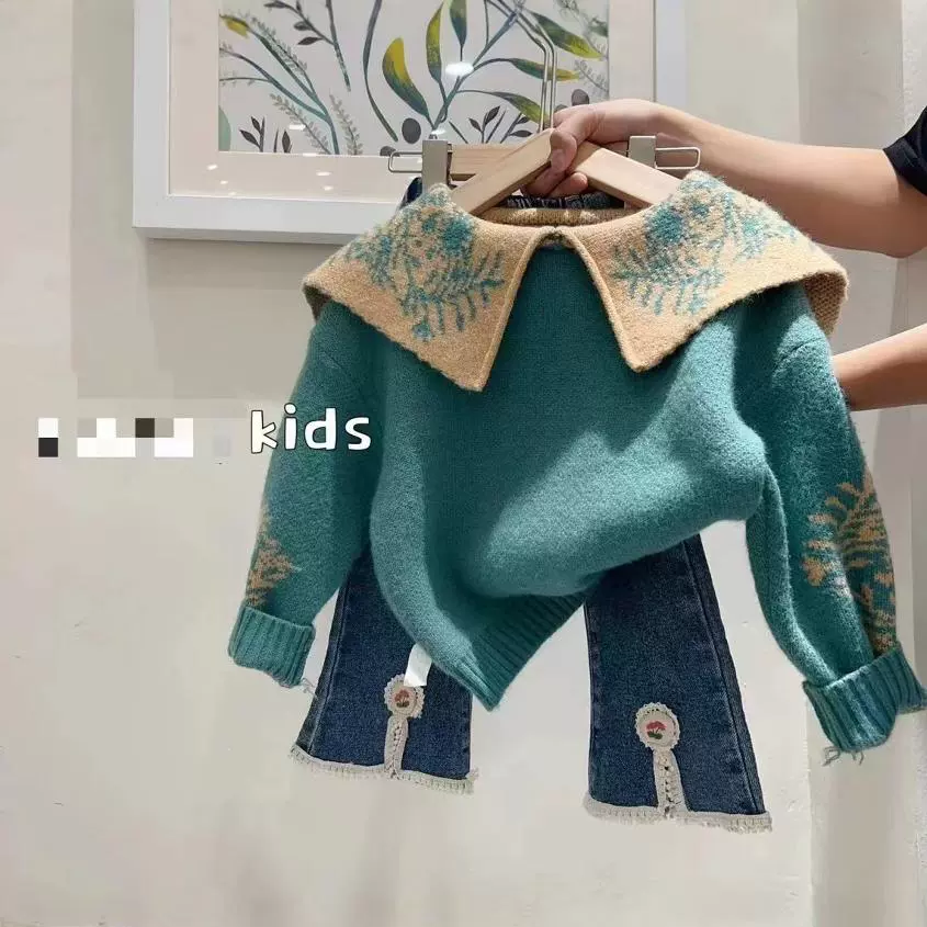 Свитер для девочек теплый зимний ретро вязаный кардиган