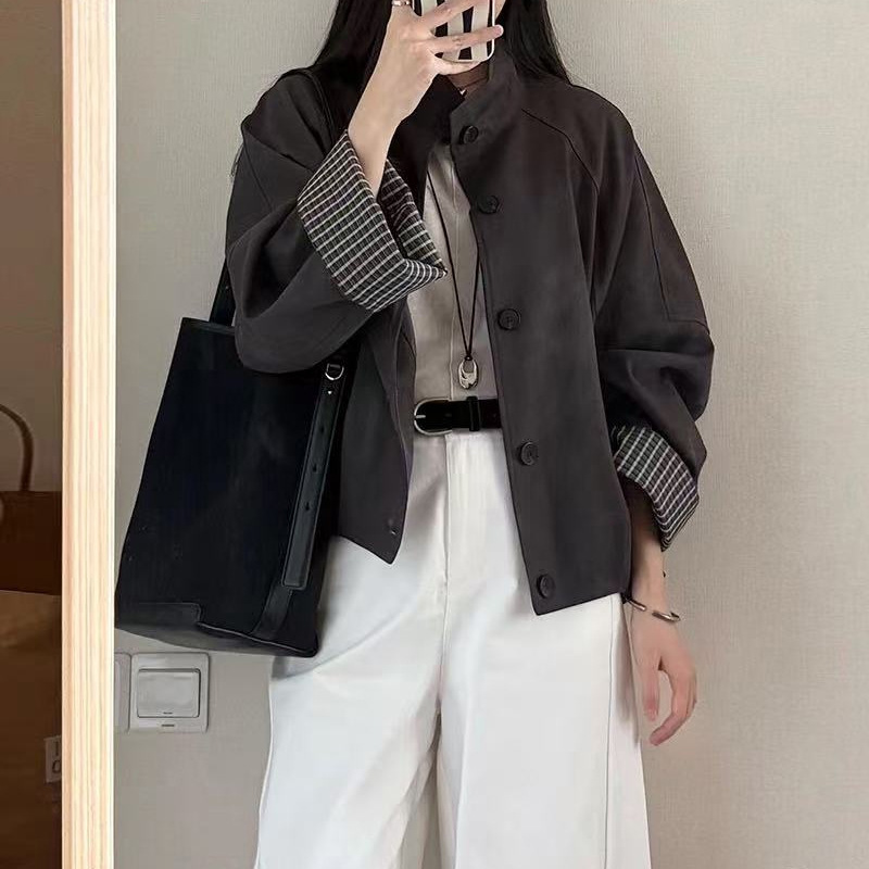 灰色短风衣外套女2025秋季新款巨好看的小个子正流行爆款韩版薄款|undefined