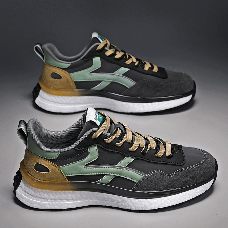 男鞋真皮運動鞋春季爆米花軟底皮面四季休閒超輕體育生跑步鞋球鞋