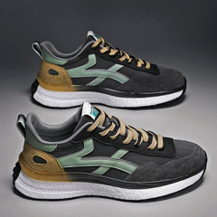 男鞋真皮運動鞋春季爆米花軟底皮面四季休閒超輕體育生跑步鞋球鞋