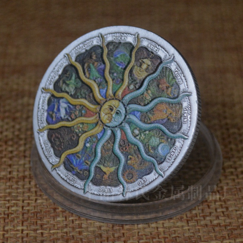 Moneda de desafío antiguo 12 constelación Maya colección de monedas conmemorativas moneda plata medalla conmemorativa insignia de metal