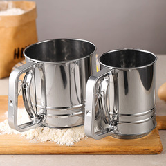Simple Style Stainless Steel Flour Sieve Handheld Baking Semi-Automatic Filtering Sifter Cup Type Hand Pressed Manual Cup Sifter