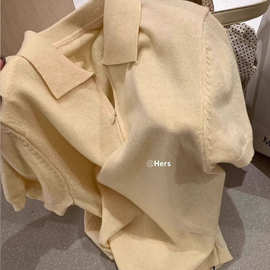 韩系夏季新款冰丝复古polo拉链针织衫内搭正肩短袖修身t恤女上衣