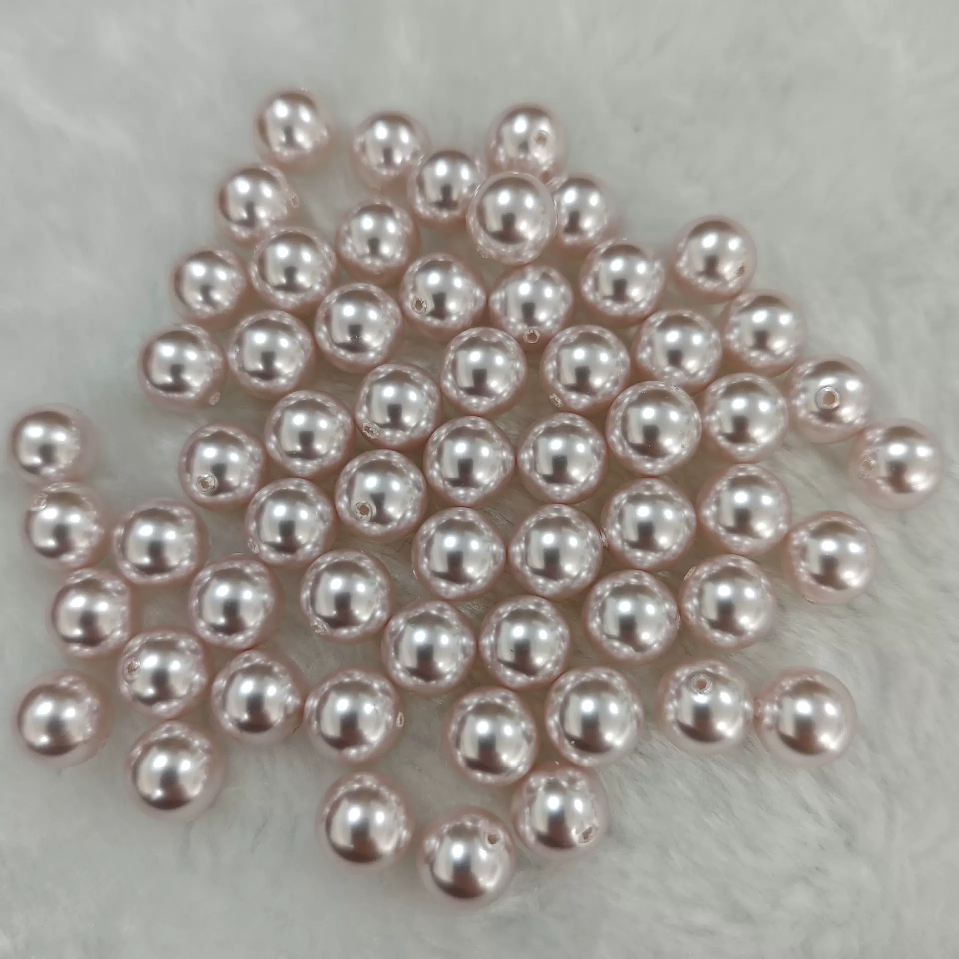 曼塔玫瑰水晶玻璃半孔仿珍珠 淡紫色单孔珍珠耳饰吊坠DIY饰品配件