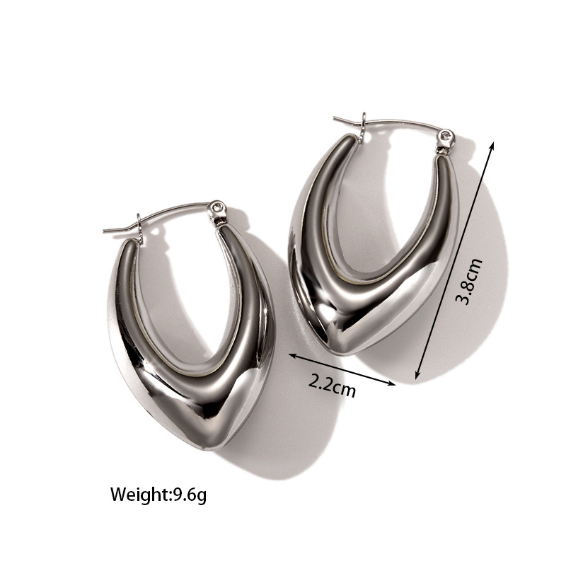 8g Weight 304 Stainless Steel Ear Needle Material Hoop Earrings, Ear Studs Classification 1 Pair Quantity Holiday, Outdoor, Daily Occasion 304 Stainless Steel Material C Shape, Round, Solid Color Pattern Women's Gender Plating Design Basic, Retro, Classic Style Style 1 Pair Basic Retro Classic Style C Shape Round Solid Color Plating 304 Stainless Steel Hoop Earrings Ear Studs 3