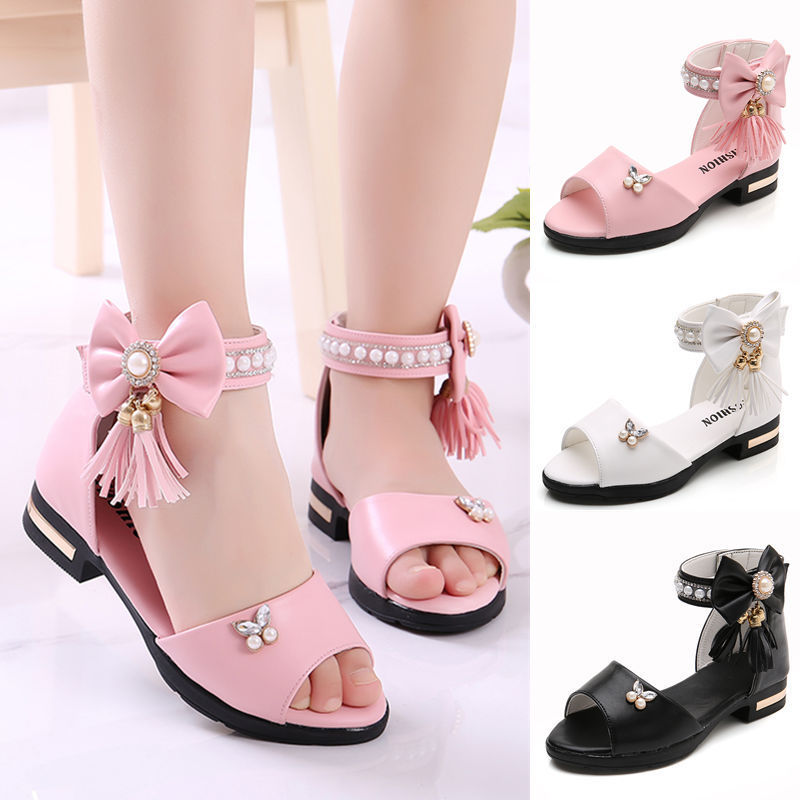 Girls' Sandals Summer 2026 New Children's Princess Shoes Korean Style Small High Heels Medium and Large Children Soft-Soled Student Roman Shoes