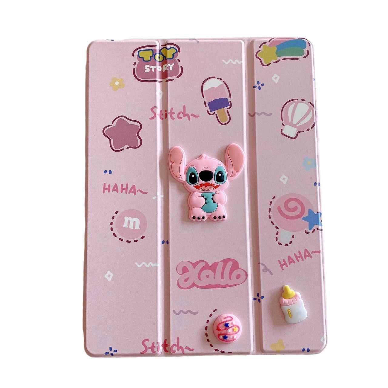 Подходит для iPad Air 10,9 дюйма, плоский защитный кожаный чехол Apple с мультяшным принтом, тройная складная подставка, устойчивая к падениям