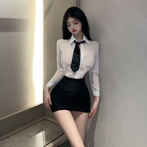 Sexy lingerie, female tight-fitting butt-covering secretary uniform, tempting female suit, nightclub spandex 1001, sexy sleeping