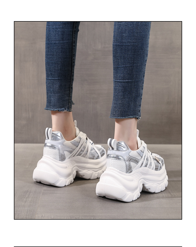 Giày sneaker nữ đế dày lưới thoáng khí phong cách bánh xốp — Màu hồng xanh lam chi tiết 16