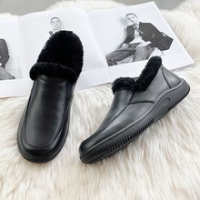 河南桑坡村男士东北雪地靴男款羊皮毛一体防水防滑低帮冬季棉鞋男