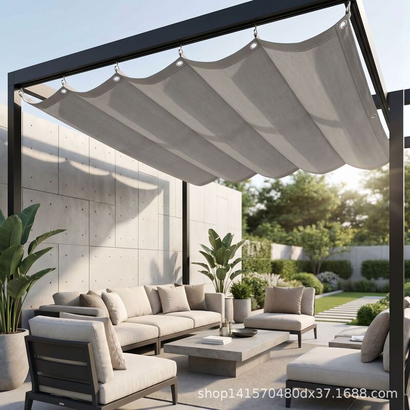 Outdoor retractable wave sunshade sail, rainproof, sunproof, waterproof sunshade fabric, courtyard terrace balcony gazebo sunshade Outdoor retractable wave sunshade sail, rainproof, sunproof, waterproof sunshade fabric, courtyard terrace balcony gazebo sunshade