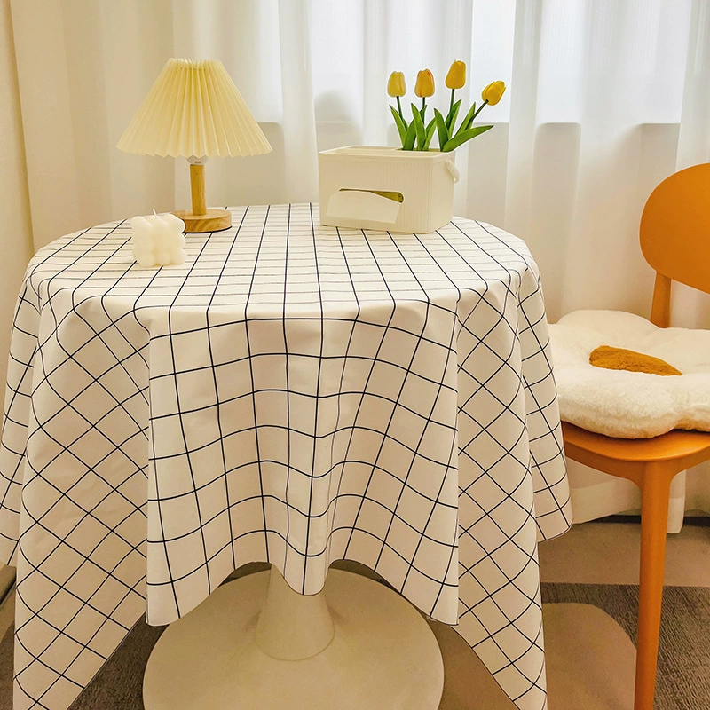 Net red plaid tablecloth Ins wind girl heart round table cloth layout dust dining table cloth coffee table padding
