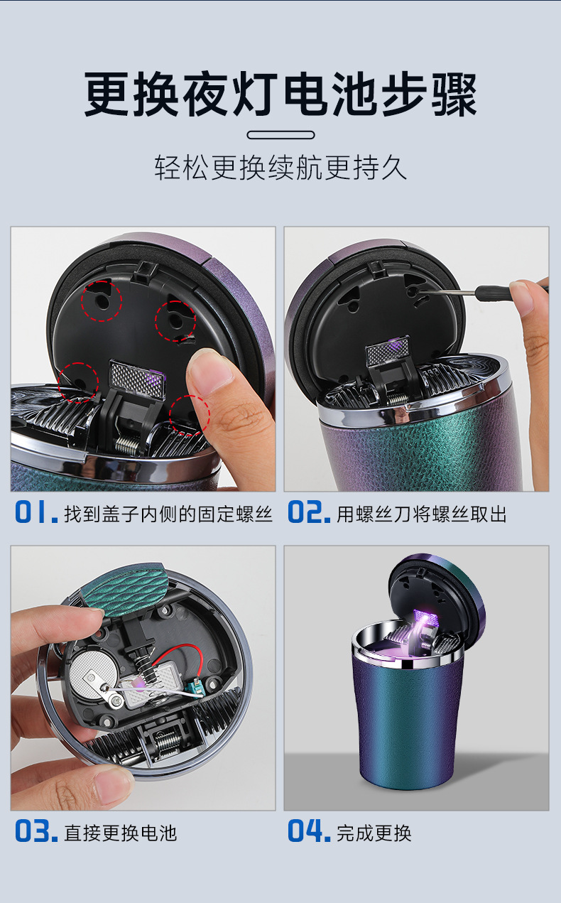 Car Ashtray with Automatic Smoke Extinguishing When the Lid Is Opened, High-End Anti-Fly Ash Car Anti-Falling Artifact, Car Interior Supplies