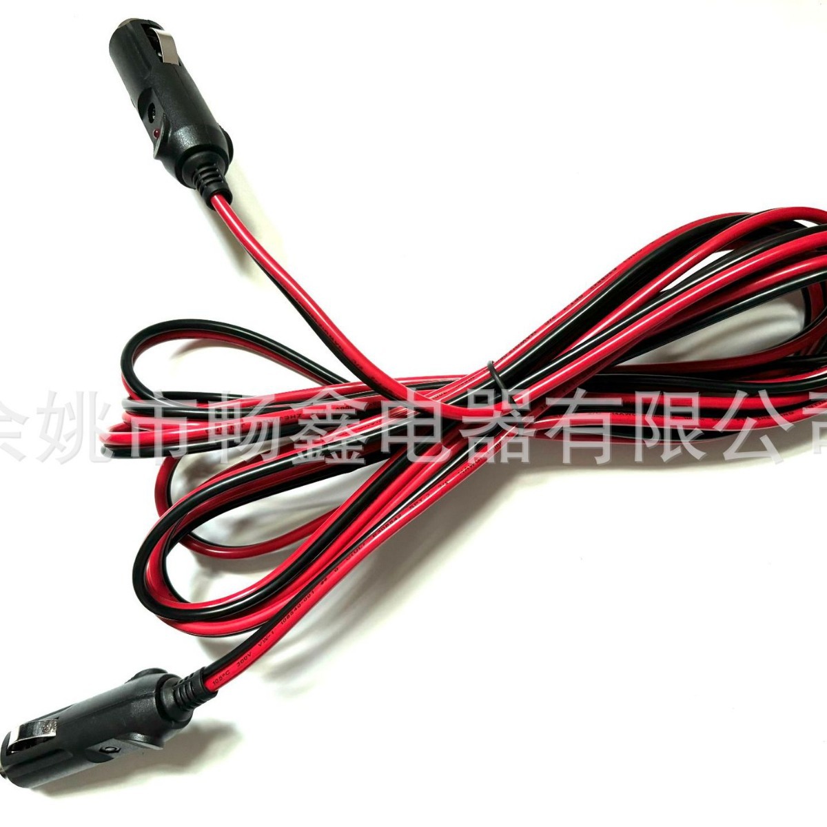 厂家热卖 红黑连接线 16AWG 点烟器 二极管指示灯 双头 电源线