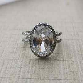 新瑞静珠宝diy中性风男女通用锆石戒指10x14mm大蛋面简约指环