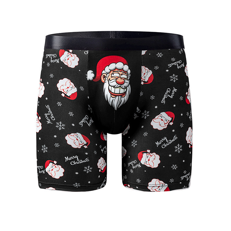 Direct Supply of Cross-Border Foreign Trade Christmas Men's Underwear Christmas Carnival Creative Printed Pattern Men's Boxer Briefs Wholesale