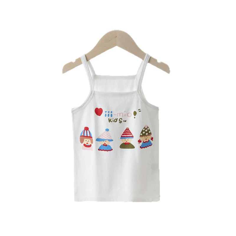Детская летняя майка с чашечками, тонкая эластичная хлопковая мультяшная футболка