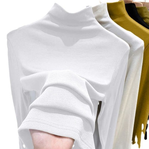 Women's Thread Half-High Collar Crew Neck Base Layer Top for Spring, Autumn, and Winter Fashion Long-Sleeve T-Shirt Slim Fit Derwent Innerwear Shirt