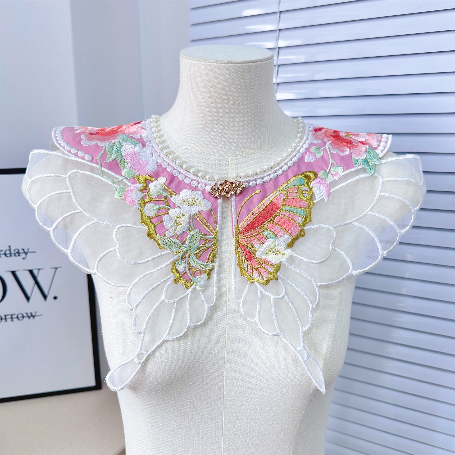 Venta caliente chino retro hanfu caballo cara falda nube hombro mujeres collar flor accesorios niños bordado de color a juego falso collar image 14