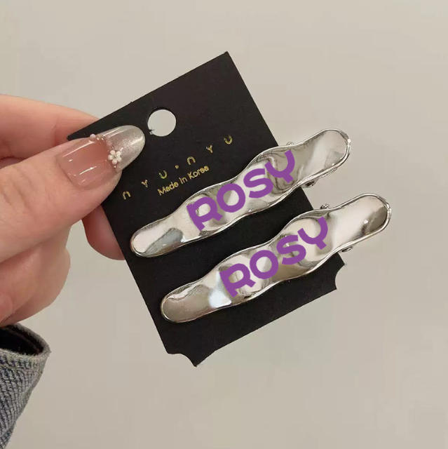Zhao Lusi Merchandise Rosy English Letter Metal Hairpin Fan Support Items Creative Clip Silver Wave Line Hair Accessory Zhao Lusi Merchandise Rosy English Letter Metal Hairpin Fan Support Items Creative Clip Silver Wave Line Hair Accessory