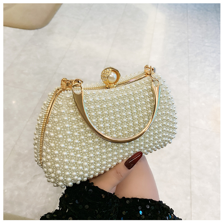 New pearl lady's handbag, banquet dress crossbody bag, elegant socialite dinner bag, high-end underarm bag wholesale undefined
