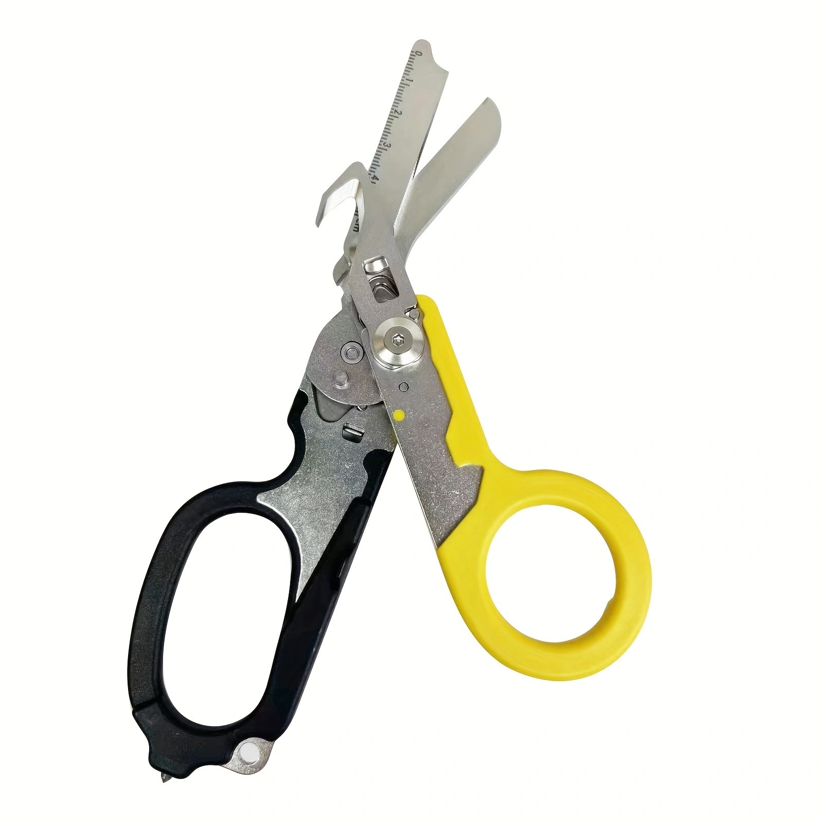 검정색과 노란색 가위 + 조정 렌치