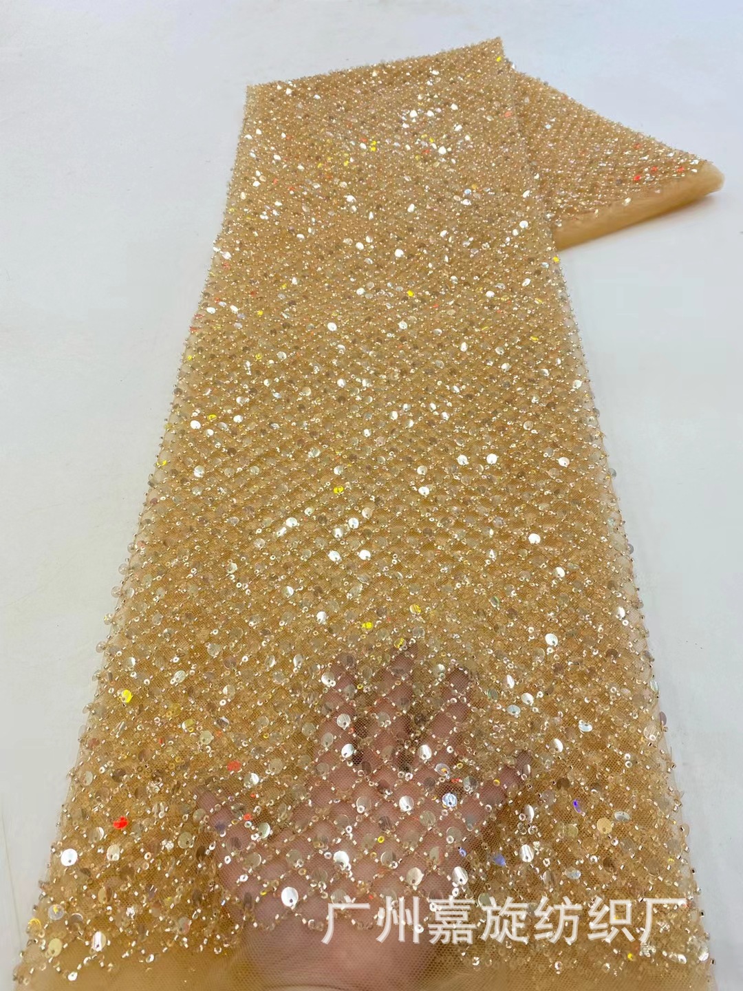 Burbuja rhombic perlas tubo vestido perlas lentejuelas tela europea y americana malla bordado vestido tela JX3843