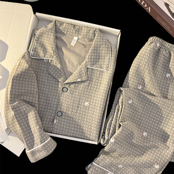 2024 nuevo pijama de hombre de manga larga nubes de algodón primavera y otoño juveniles niños de verano conjunto de ropa de casa