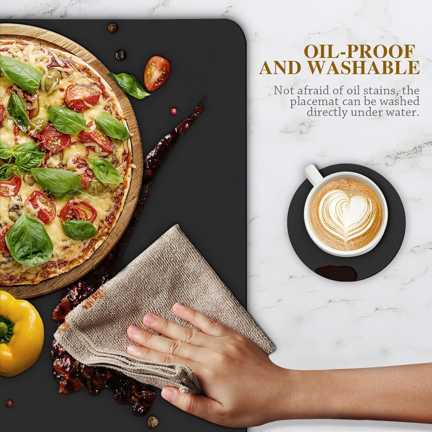 Alfombrilla de cuero de alta calidad de lujo ligero transfronterizo Alfombrilla de plato desechable impermeable y a prueba de aceite de estilo europeo, aislamiento térmico para el hogar, mesa de comedor a prueba de planchar