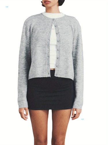 Women's Knit Cardigan, Solid Color, Button Front, Slim Sweaters