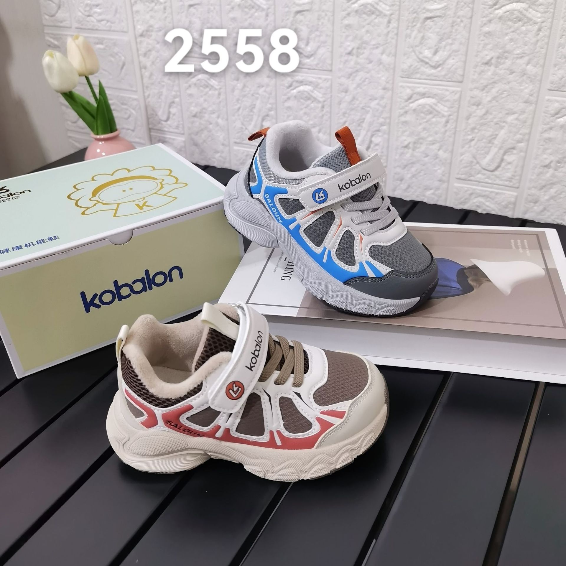 酷巴伦童鞋皮面二棉机能鞋2025冬季新款宝宝鞋加绒保暖运动鞋2558