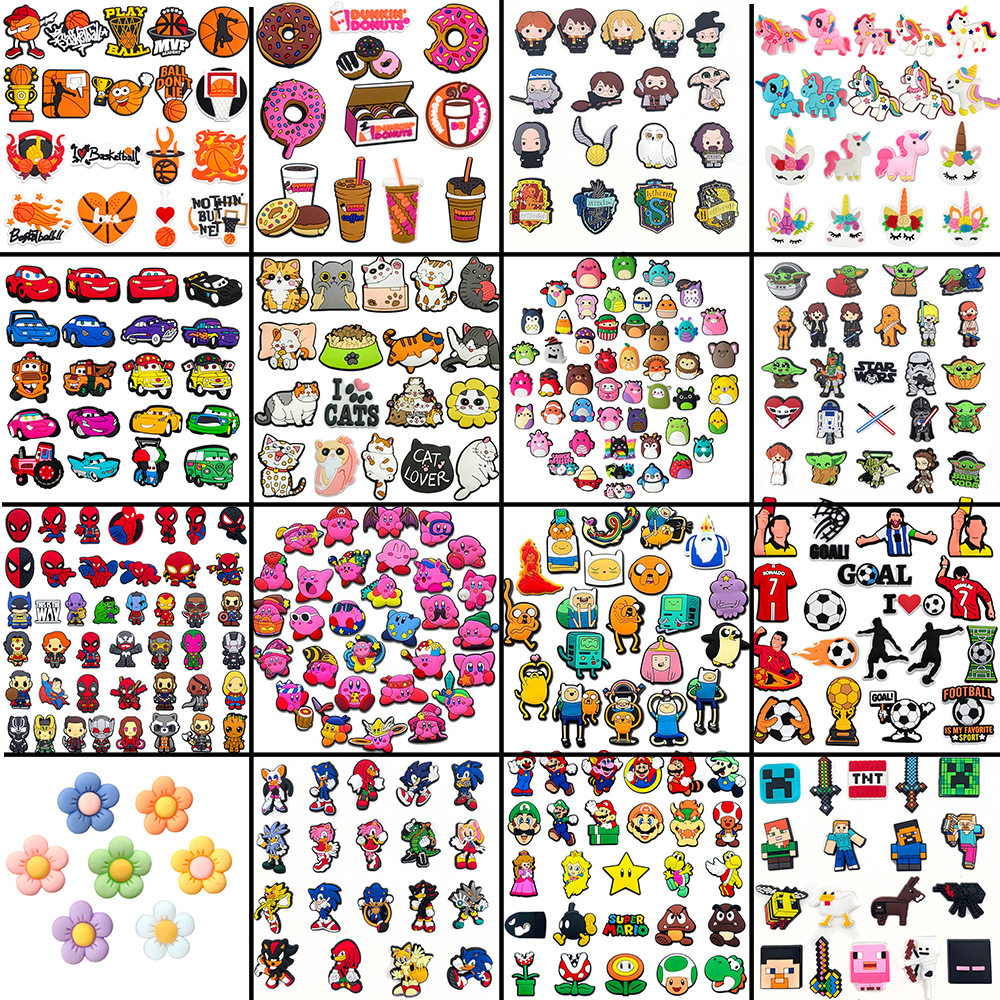 183 juegos de zapatos agujeros accesorios de hebilla de zapatos de flores DIY personalidad pegamento blando Zhibixing accesorios de hebilla desmontables joyas